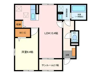 カーサ アリエル(1LDK/1階)の間取り写真