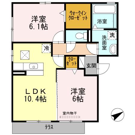グランドゥール(2LDK/1階)の間取り写真