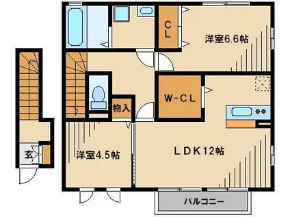 ディアコートI(2LDK/2階)の間取り写真