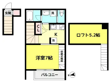 プルーリオンII(1K/2階)の間取り写真