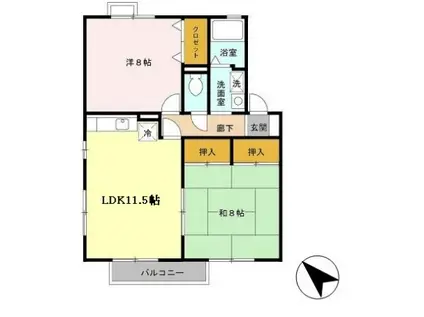 21番館(2LDK/2階)の間取り写真