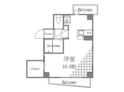 ビエント(ワンルーム/8階)の間取り写真