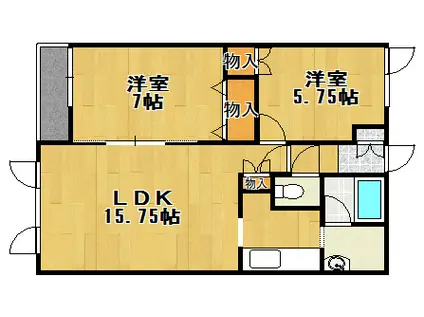 グリーンノート住吉(2LDK/2階)の間取り写真