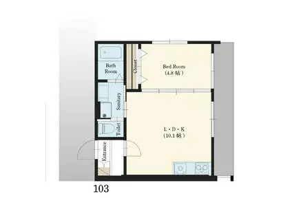 MOKU TERRACE(1LDK/1階)の間取り写真