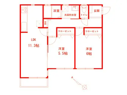 ウィスマ・セントラル(2LDK/1階)の間取り写真