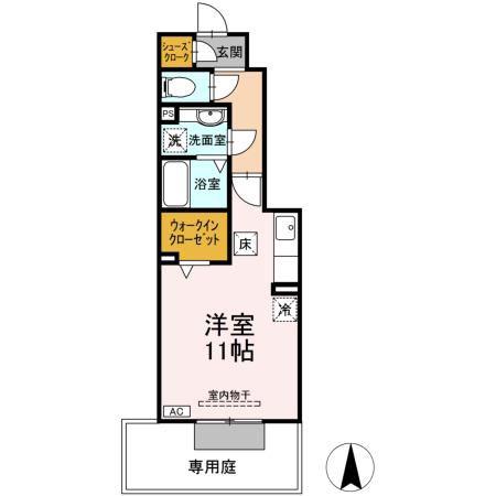 ボンジュール本陣(ワンルーム/1階)の間取り写真