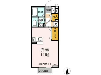 メゾングランデス(ワンルーム/2階)の間取り写真