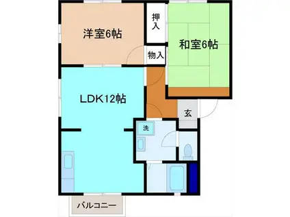 ソフィア成町 A棟(2LDK/1階)の間取り写真