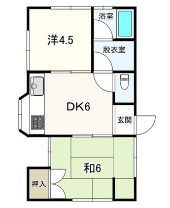 シンプルライフ田寺(2DK/1階)の間取り写真