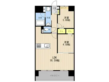 LIBTH菊陽II(2LDK/12階)の間取り写真