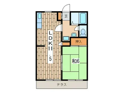 ラヴィ東戸塚参番館(1LDK/1階)の間取り写真