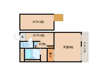 エルミタージュ(1K/1階)の間取り写真