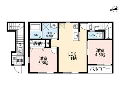 リーブルファイン幸手駅III(2LDK/2階)の間取り写真