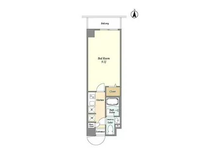 アルファコート下赤塚(1K/2階)の間取り写真