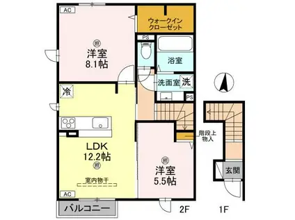 MAISON KOTOBUKI(2LDK/2階)の間取り写真