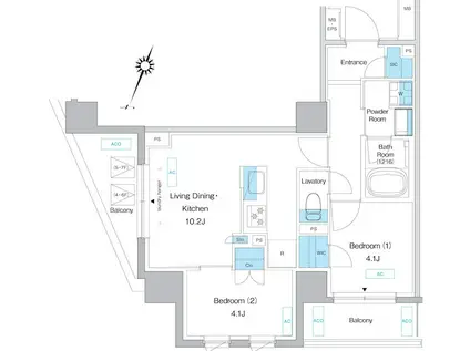 プレディアコート板橋(2LDK/8階)の間取り写真