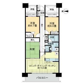ライオンズマンション大宮高鼻町(3LDK/11階)の間取り写真
