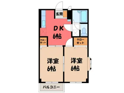 スイートホームズ(2DK/2階)の間取り写真