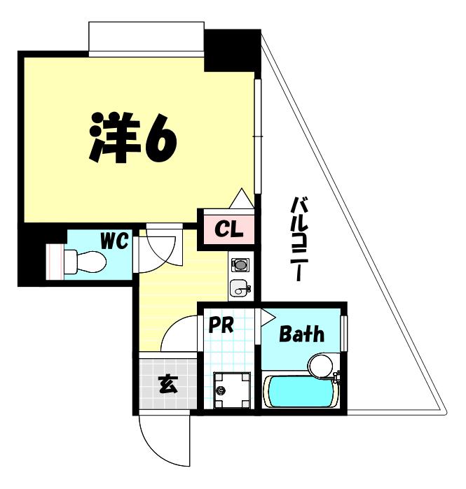 ワコーレハーバーCITY元町(1K/7階)の間取り写真