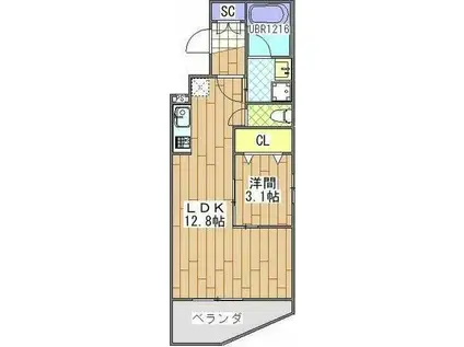 コクーン蘇我II(1LDK/1階)の間取り写真