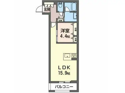 西浜田レジデンス(1LDK/2階)の間取り写真