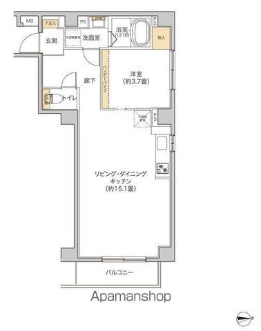 タイズ住吉(1LDK/2階)の間取り写真