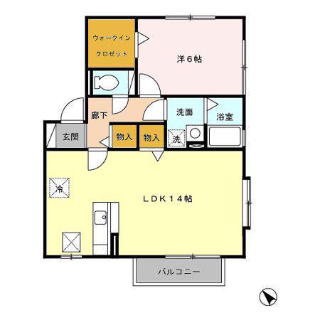 エクセレント K A(1LDK/1階)の間取り写真