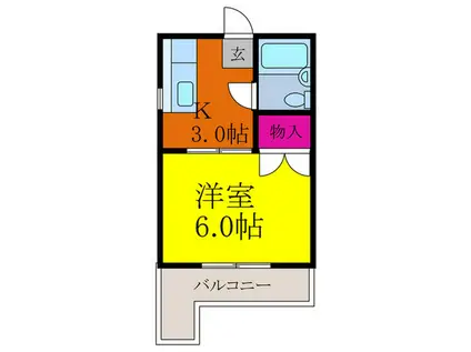 アムール摂津(1K/2階)の間取り写真