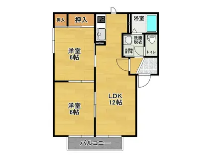 ディアス久留米C(2LDK/2階)の間取り写真