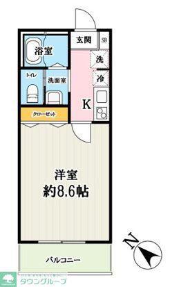 マーブル入間(1K/2階)の間取り写真