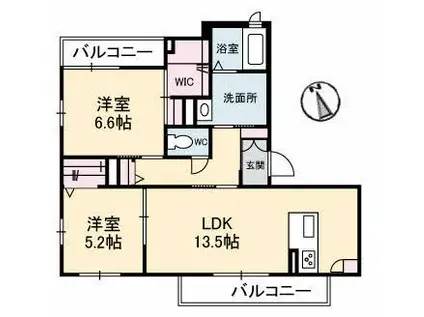 ヴィラ クララ(2LDK/1階)の間取り写真