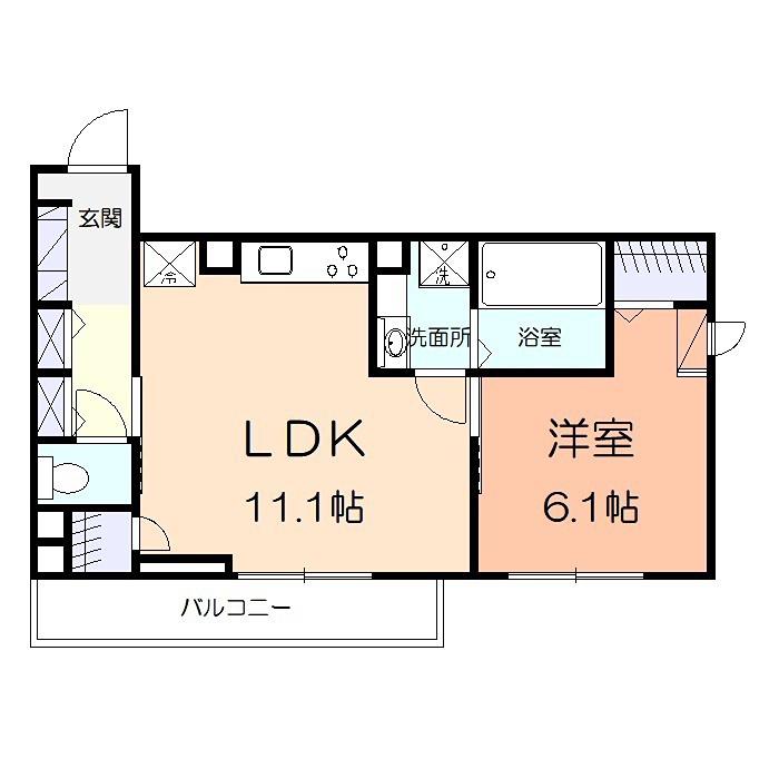 ライラック湘南II(1LDK/2階)の間取り写真