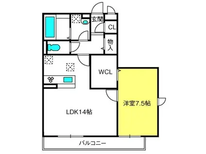 カーサ マロン(1LDK/1階)の間取り写真