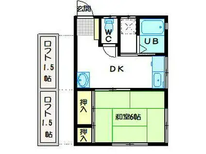 ウッディハウス城戸(1DK/2階)の間取り写真