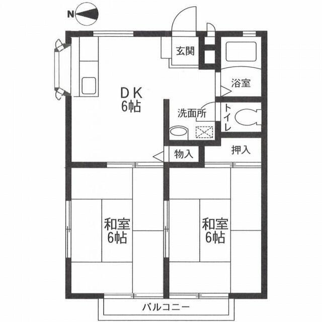 サンハイム N(2DK/2階)の間取り写真
