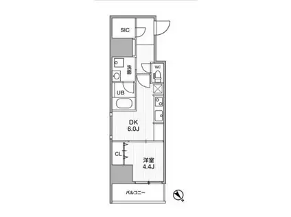 ライムレジデンスマチダ(1DK/8階)の間取り写真