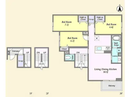 プレジール等々力(3LDK/3階)の間取り写真