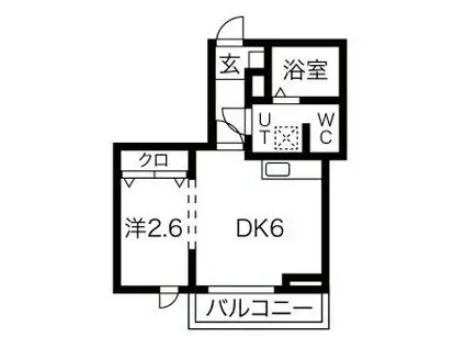 メリディアン北仙台(1DK/1階)の間取り写真