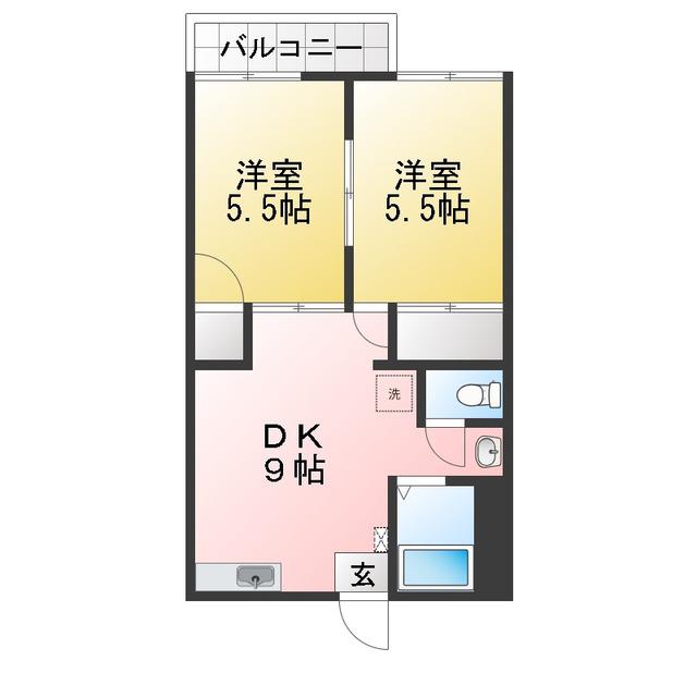 ヴェルドミールI番館(2DK/1階)の間取り写真
