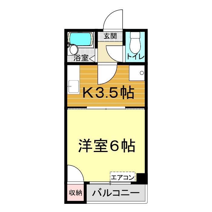 シティ山の田(1K/3階)の間取り写真