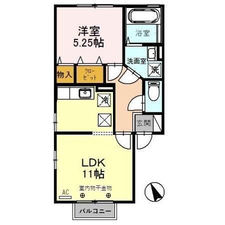 ユニ ステイ壱番館(1LDK/1階)の間取り写真