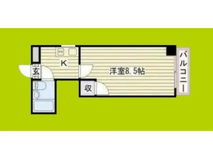 シティーアーク上町台(1K/9階)の間取り写真