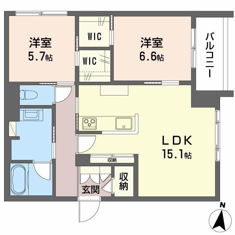 ALBEMARLE上杉(2LDK/3階)の間取り写真