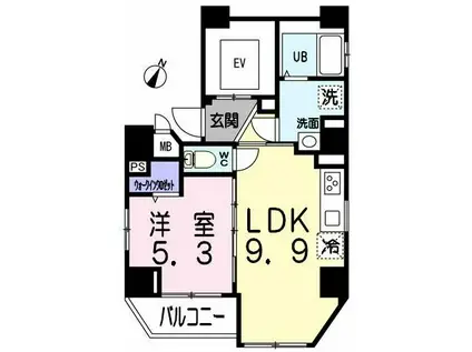 サンマルティーノ東麻布(1LDK/2階)の間取り写真