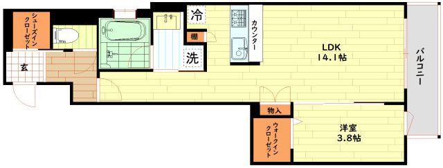 MIRAGEPALACE LOTUS LIFE(1K/2階)の間取り写真
