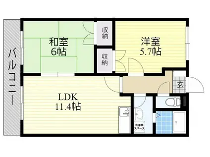 アグリス那賀(2LDK/2階)の間取り写真