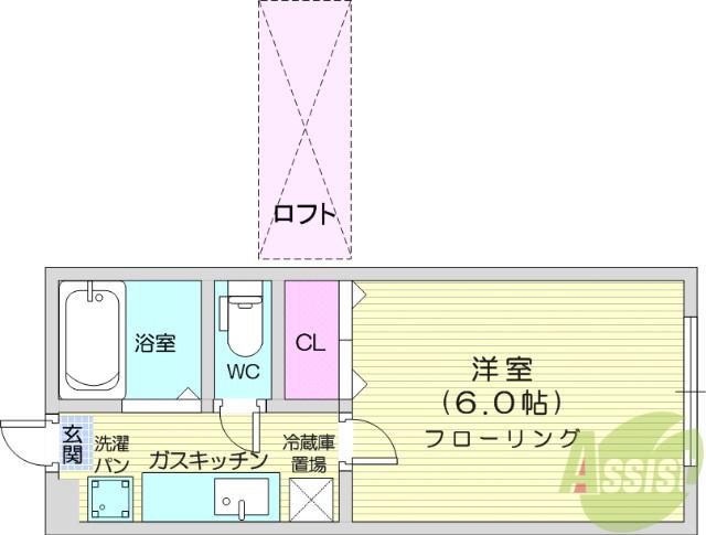 ホワイトキャッスル八乙女Ⅰ(1K/1階)の間取り写真