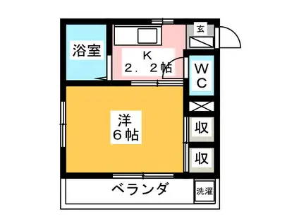 グリーンパーク中村(1K/1階)の間取り写真