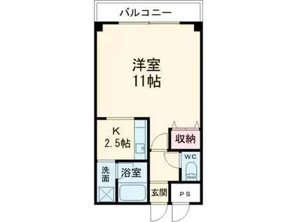 サンヒルズ(1K/4階)の間取り写真
