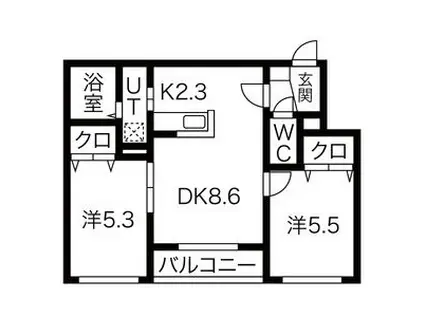 トラストコートS16(2LDK/4階)の間取り写真